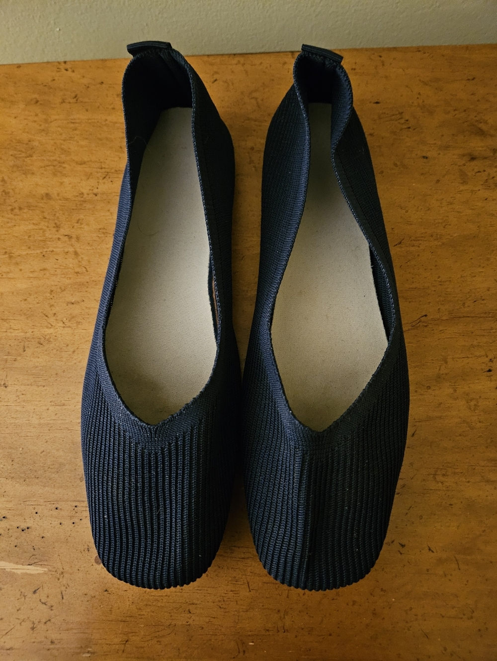 Comfortable Blue, Ribbed, Slip-On Flats